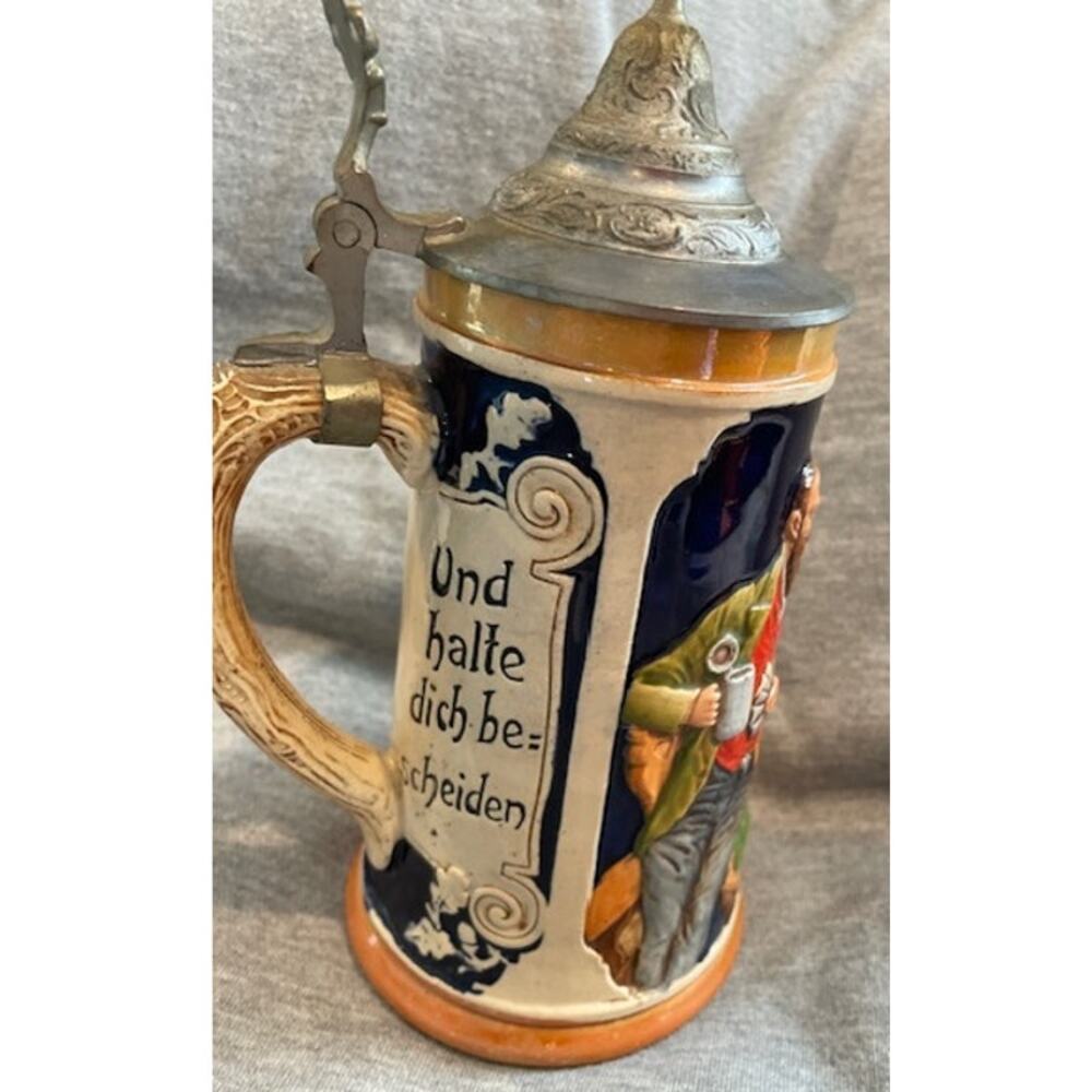 Vintage Reinhold Merkelbach Beer Stein Pewter Lid 8" Tall - Picture 2 of 5
